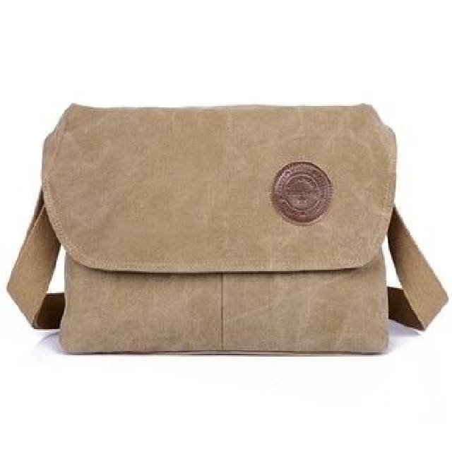 Aktentasche Schul Im Vintage-Stil mit Schultergurt aus Canvas
