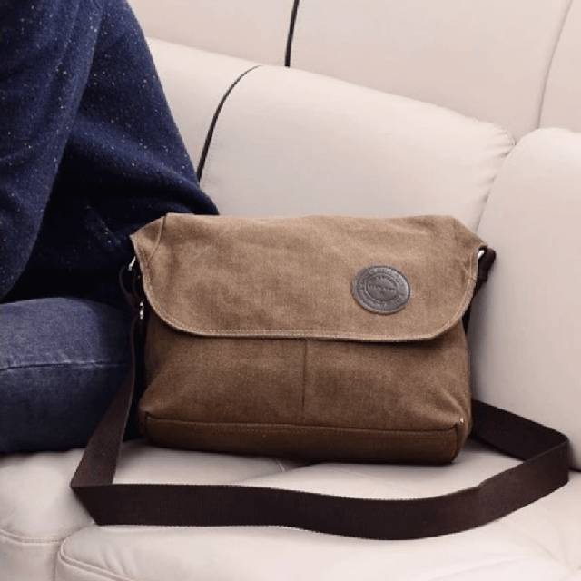 Aktentasche Schul Im Vintage-Stil mit Schultergurt aus Canvas