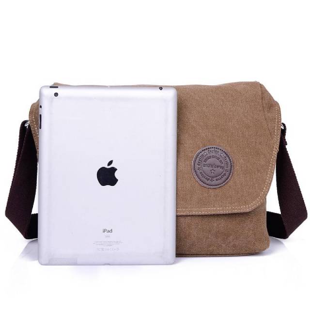 Aktentasche Schul Im Vintage-Stil mit Schultergurt aus Canvas