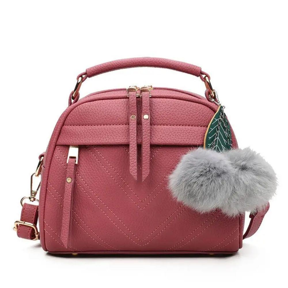 Schultertasche mit Fourrure Boule