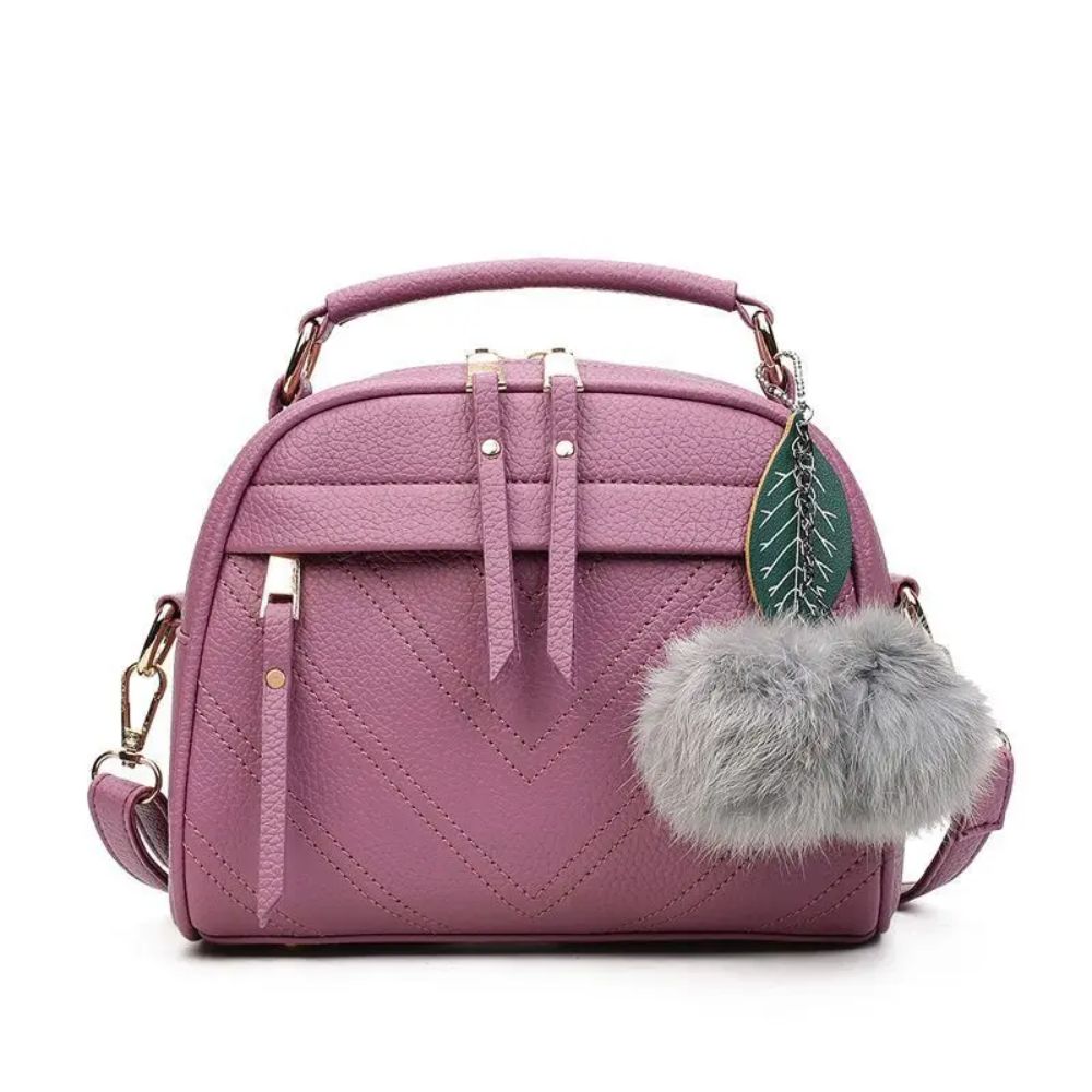 Schultertasche mit Fourrure Boule