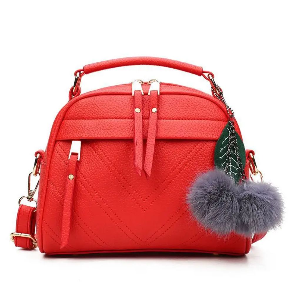 Schultertasche mit Fourrure Boule