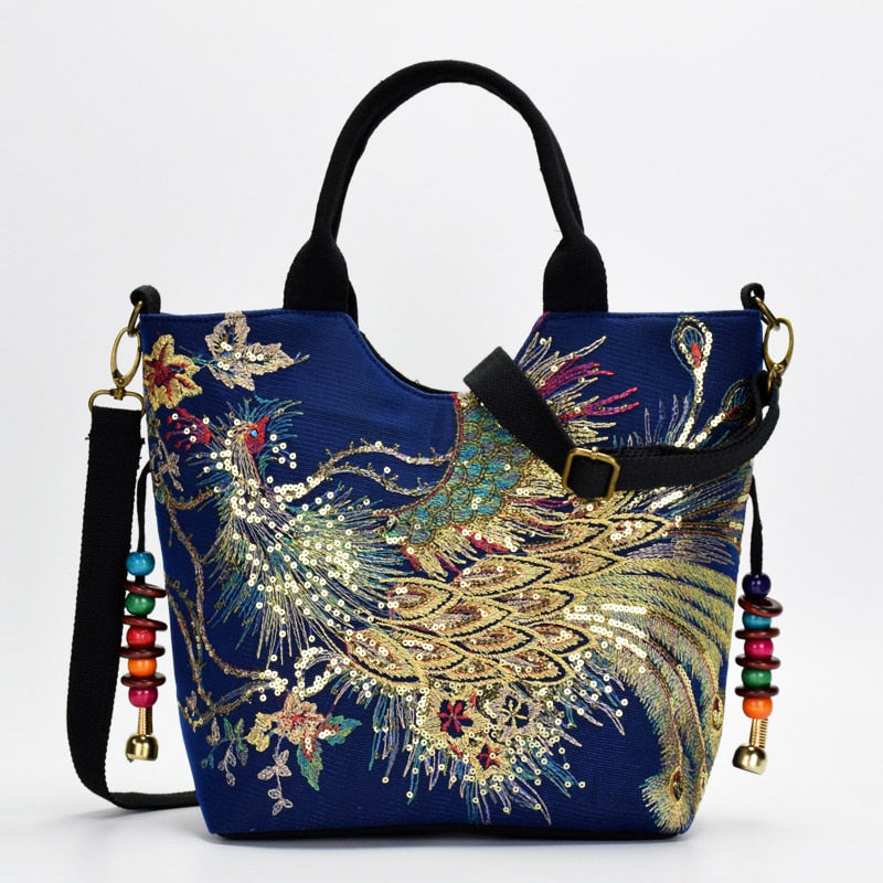 Schultertasche im Vintage-Stil mit Perlen