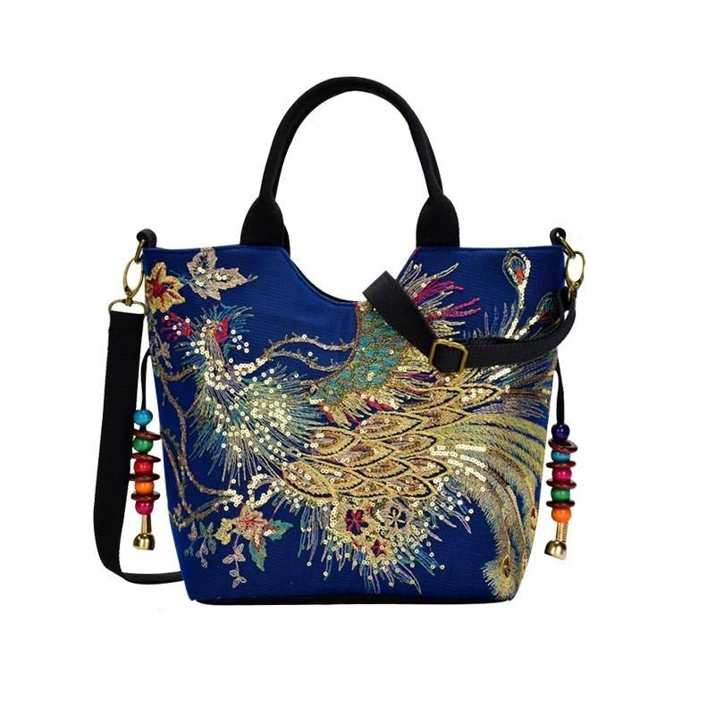 Schultertasche im Vintage-Stil mit Perlen
