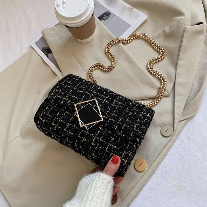 Handtasche klein quadratisch aus Wolle Luxus