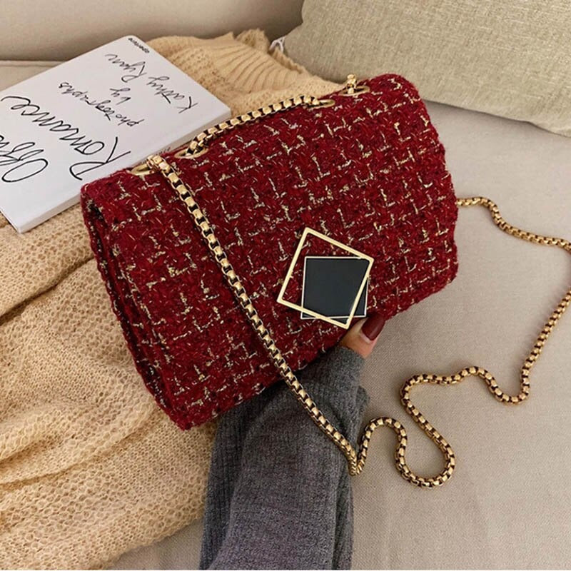 Handtasche klein quadratisch aus Wolle Luxus