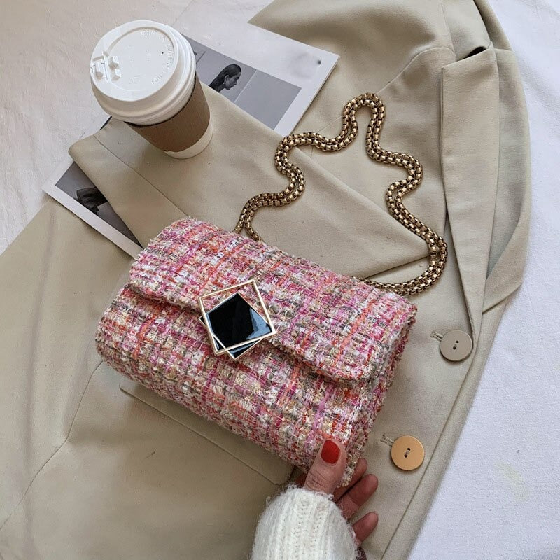 Handtasche klein quadratisch aus Wolle Luxus