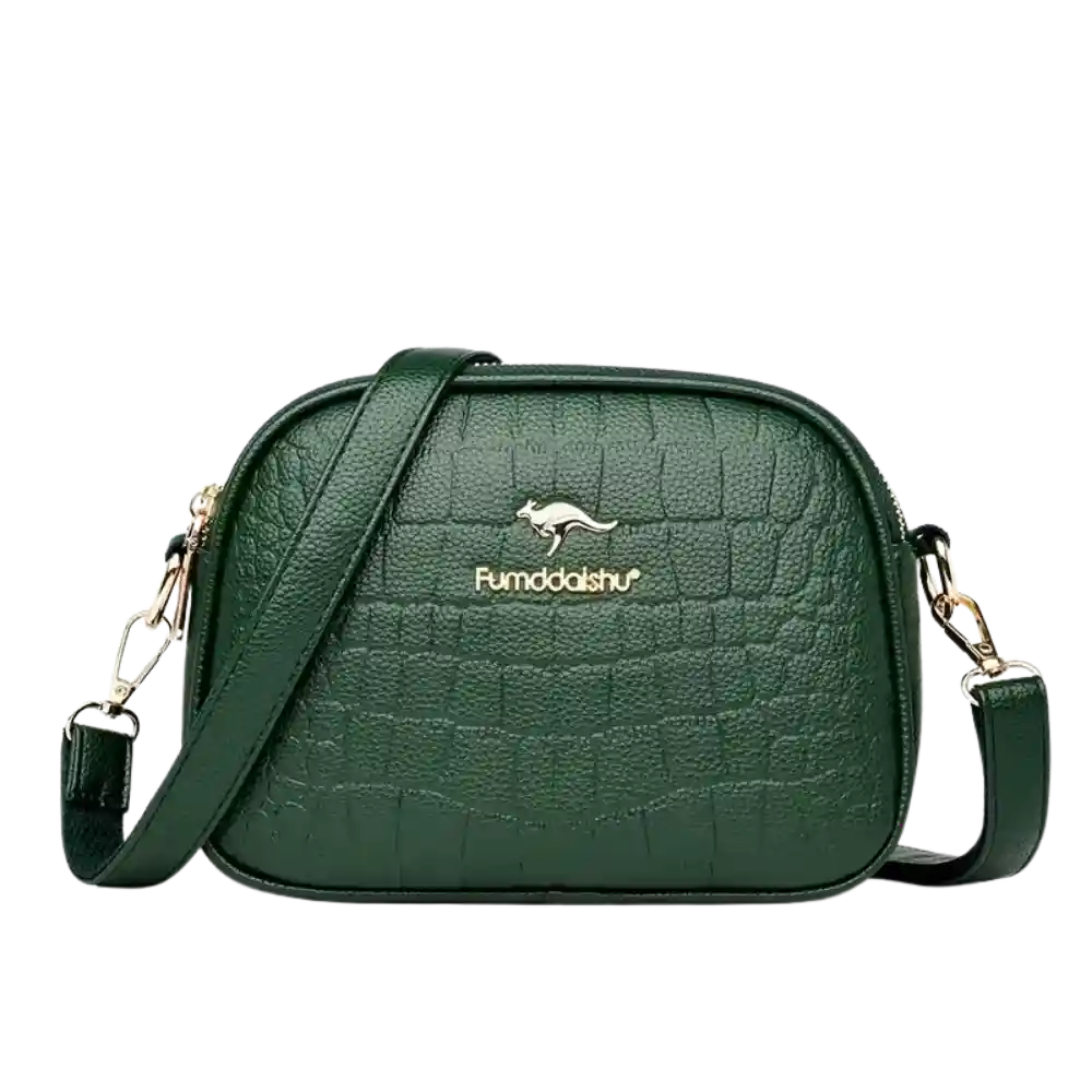 Handtasche rund mit Schulter aus Krokodil-Optik