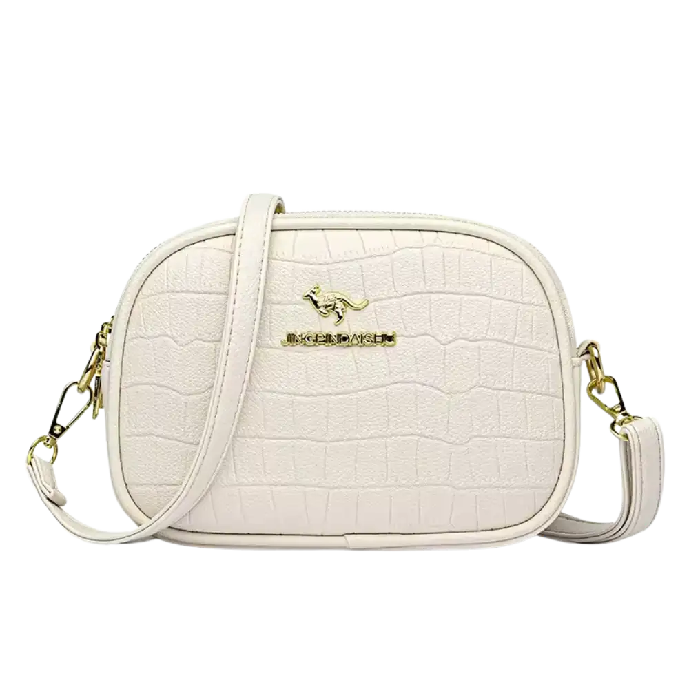 Handtasche rund mit Schulter aus Krokodil-Optik
