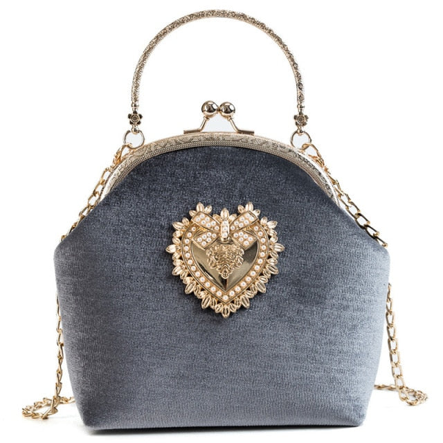 Handtasche Abend aus Velourslederleder mit Herz-Muster