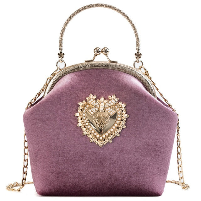 Handtasche Abend aus Velourslederleder mit Herz-Muster