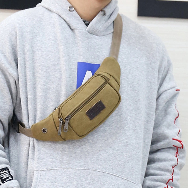 Umhängetasche mit Gürtel im Vintage-Stil aus Canvas Unisex